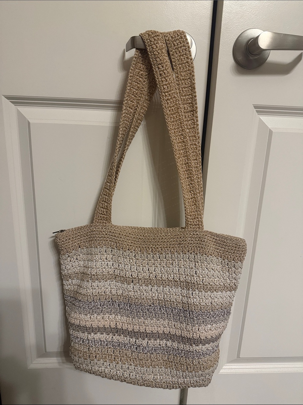 The Sak - Neutral Striped Crochet Tote Bag - Beige